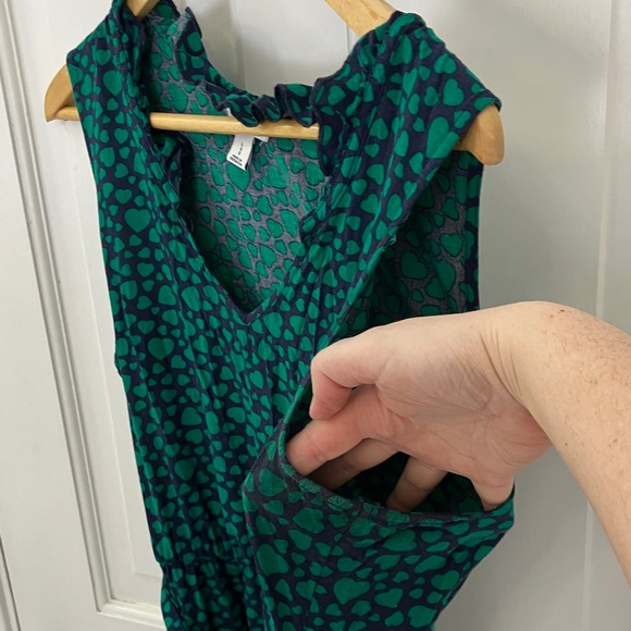 Old Navy green and Navy Heart Patterned Dress size L elastic waist fabric belt - Picture 11 of 15